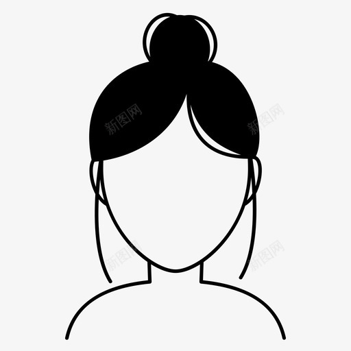 女发型头像发髻图标svg_新图网 https://ixintu.com 发型 发髻 头像 女发型