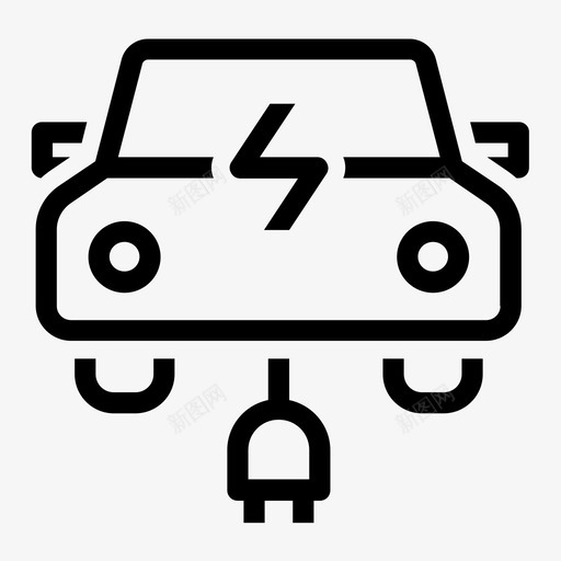 电动汽车清洁能源图标svg_新图网 https://ixintu.com 可再生能源 插头 清洁 电动汽车 能源