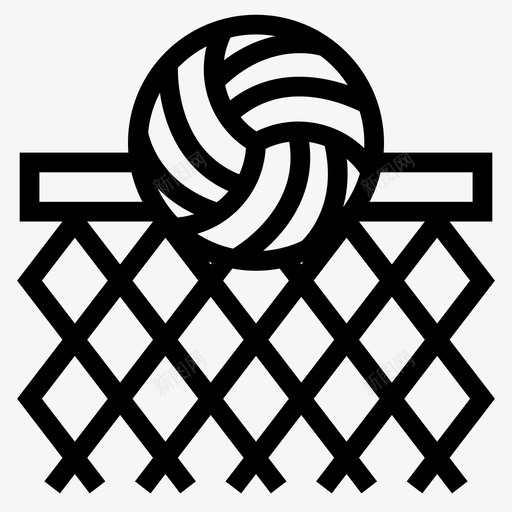 球网玩图标svg_新图网 https://ixintu.com 体育健身线图标 排球 玩 球 网 运动