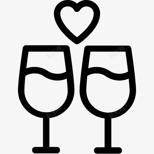 酒杯香槟酒杯干杯图标svg_新图网 https://ixintu.com 干杯 心形 爱情和婚礼系列图标 酒杯 香槟酒杯