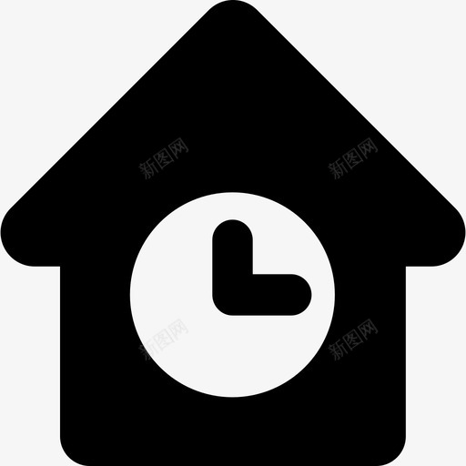 带时钟接口准时的房子图标svg_新图网 https://ixintu.com 准时的房子 带时钟 接口