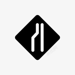 窄路左窄路标志图标高清图片