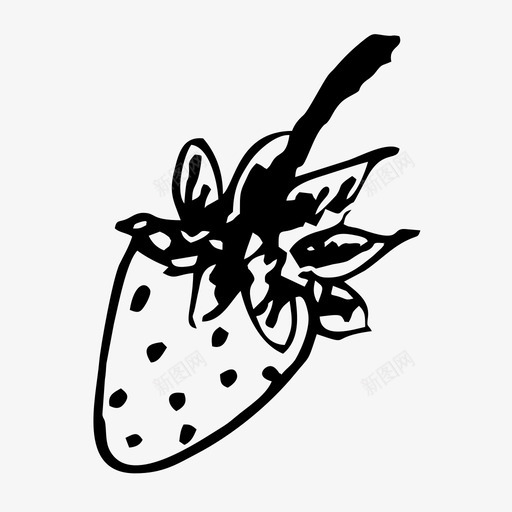 草莓食品水果图标svg_新图网 https://ixintu.com 手绘 水果 素描 草莓 食品 黑白水果