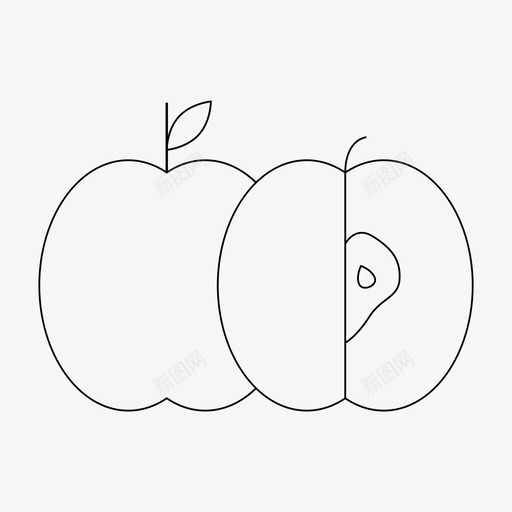 苹果切好的新鲜的图标svg_新图网 https://ixintu.com 切好的 新鲜的 水果 苹果 轮廓