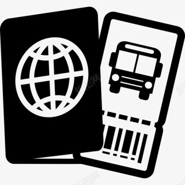 护照巴士票旅行代金券图标图标