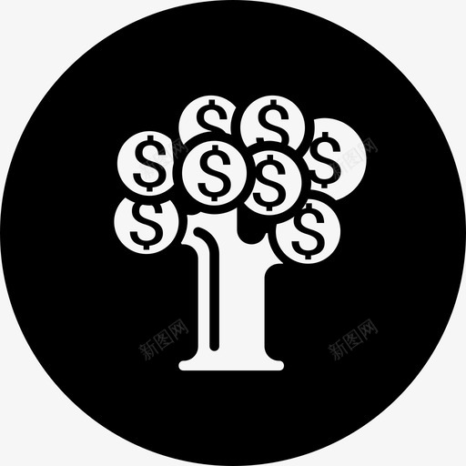 货币树美元金融图标svg_新图网 https://ixintu.com 固定货币 美元 货币 货币树 金融