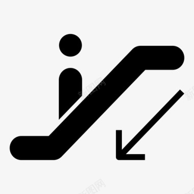 自动扶梯下降机场图标图标