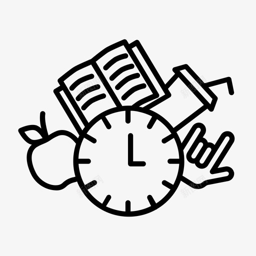 时间管理教育自由时间图标svg_新图网 https://ixintu.com 学习 教育 时间管理 自由时间 阅读