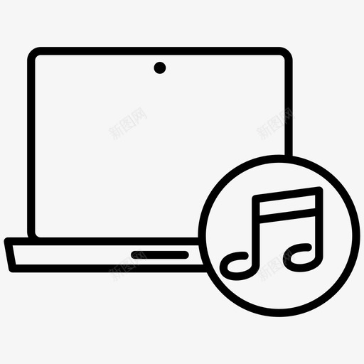 打开音乐笔记本电脑图标svg_新图网 https://ixintu.com 打开音乐 笔记本电脑