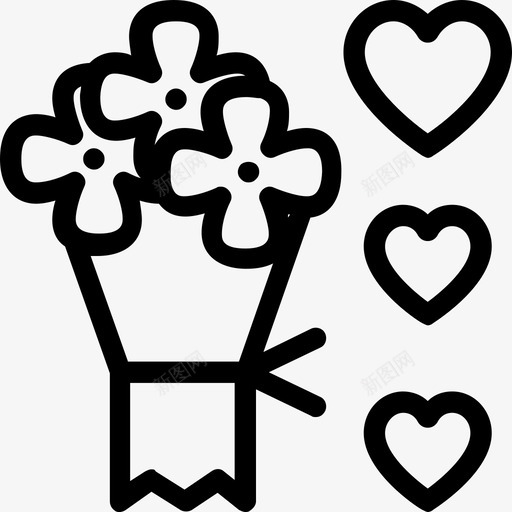 花束鲜花礼物图标svg_新图网 https://ixintu.com 心形 派对和庆祝线图标 礼物 花束 鲜花
