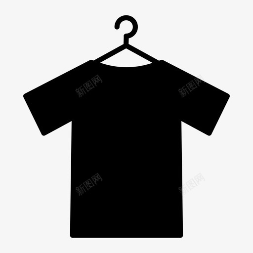 黑色t恤布料衣架图标svg_新图网 https://ixintu.com 夏装 布料 短袖 衣架 黑色t恤