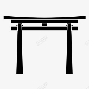 神道门入口日本细木工图标图标