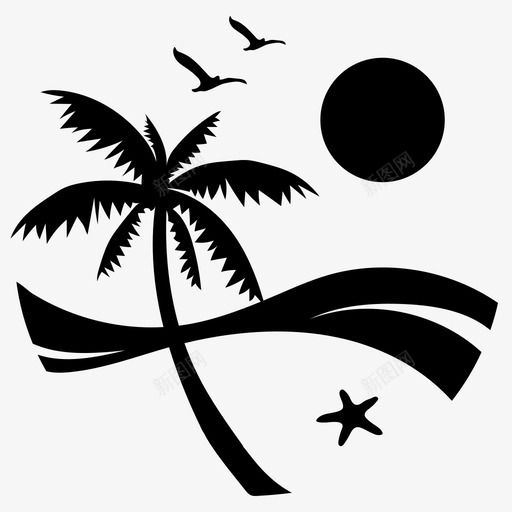 海滩棕榈树夏天图标svg_新图网 https://ixintu.com 夏天 季节 棕榈树 海滩 阳光