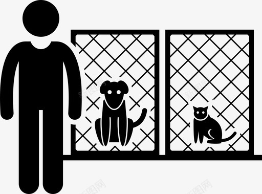 动物收容所笼子看护人图标svg_新图网 https://ixintu.com 动物工作 动物收容所 看护人 笼子 职业生涯