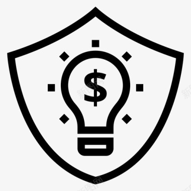 金融保护灯泡想法图标图标