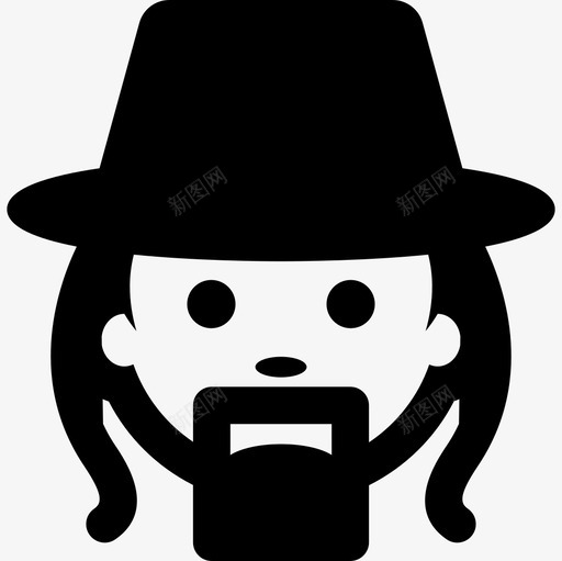 有帽子的男人脸长头发和山羊胡子人图标svg_新图网 https://ixintu.com 人 人的象形图 有帽子的男人脸 长头发和山羊胡子