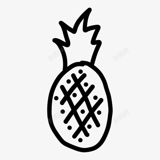 菠萝水果手绘图标svg_新图网 https://ixintu.com 健康零食 夏日海滩 手绘 水果 热带 菠萝