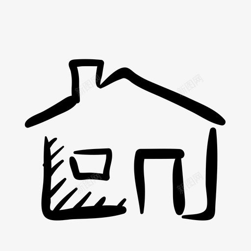 房子建筑手绘图标svg_新图网 https://ixintu.com 别墅 家 建筑 房子 手绘 涂鸦