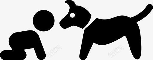 婴儿与狗的互动动物儿童图标图标