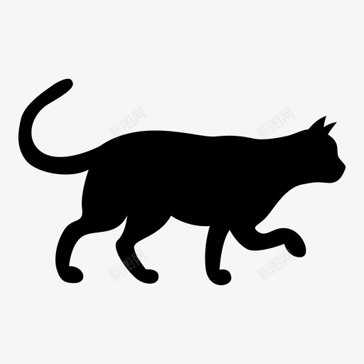 猫动物黑色图标svg_新图网 https://ixintu.com 动物 宠物 散步 猫 黑色