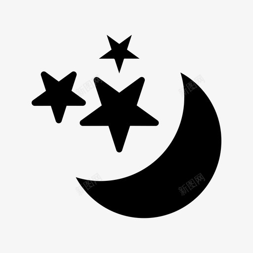 月亮和星星夜晚天气图标svg_新图网 https://ixintu.com 夜晚 天气 月亮和星星