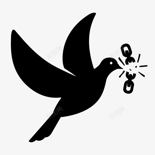 自由锁链鸽子图标svg_新图网 https://ixintu.com 和平 自由 锁链 鸽子