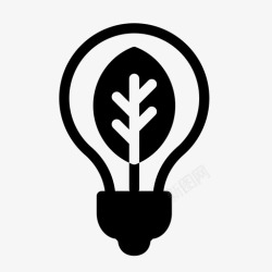 可持续发展绿色能源电力荧光灯泡图标高清图片