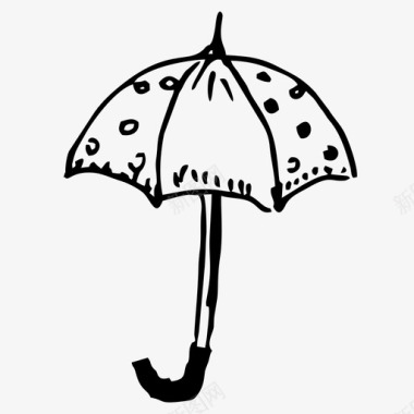 伞手绘素描图标图标