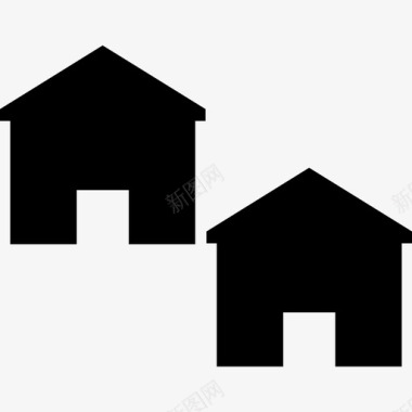 两栋小房子建筑物poi大楼图标图标