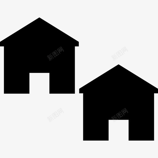 两栋小房子建筑物poi大楼图标svg_新图网 https://ixintu.com poi大楼 两栋小房子 建筑物