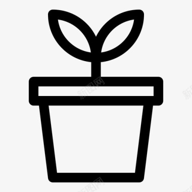 室内植物盆栽植物纯线条图标图标