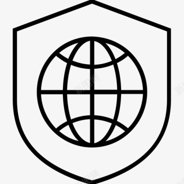 全球安全盾全球网格图标图标