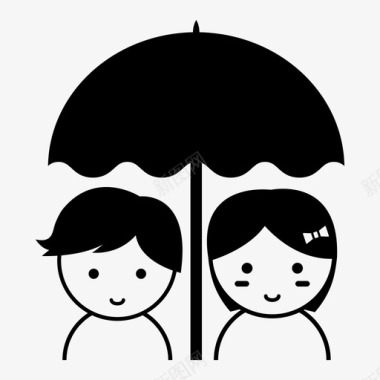 伞下情侣约会雨天图标图标