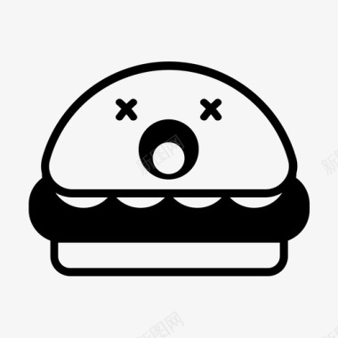 死汉堡表情符号快餐图标图标