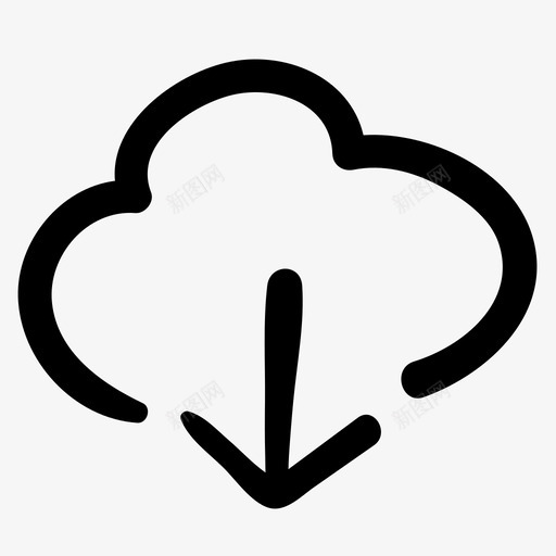 云箭头涂鸦图标svg_新图网 https://ixintu.com 云下载 涂鸦 涂鸦网页设计设备 箭头
