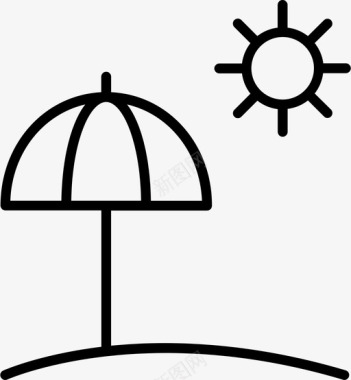 海滩阳伞太阳图标图标