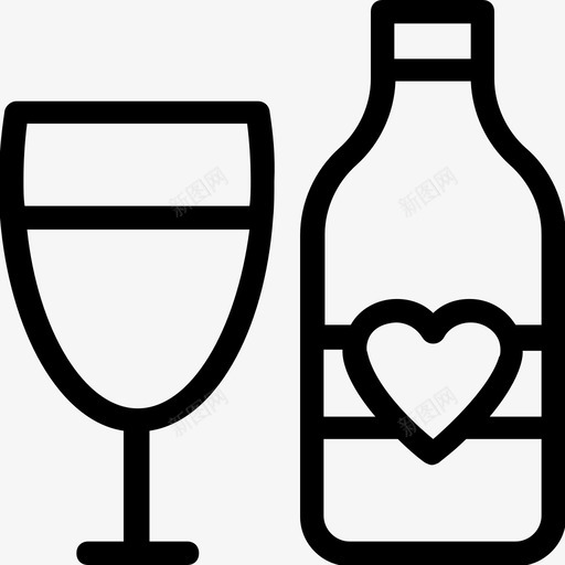 酒香槟瓶饮料图标svg_新图网 https://ixintu.com 爱情和婚礼系列图标 玻璃杯 酒 饮料 香槟瓶