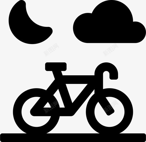 自行车云彩开车图标svg_新图网 https://ixintu.com 云彩 夜晚 天气景观充满 开车 旅行 月亮 自行车