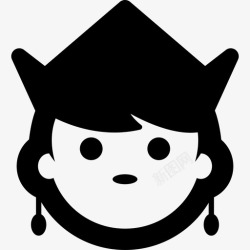 戴着耳环的女人戴着帽子和耳环的女人人人的象形图图标高清图片