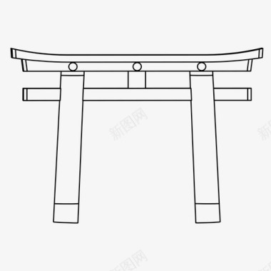 神道门入口日本细木工图标图标