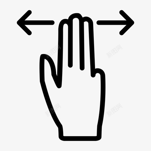 三个手指水平滚动手势图标svg_新图网 https://ixintu.com 三个手指水平滚动 手势