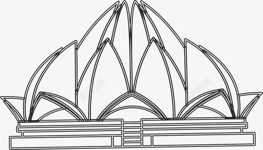 莲花寺建筑德里图标svg_新图网 https://ixintu.com 建筑 德里 莲花寺 著名 遗产