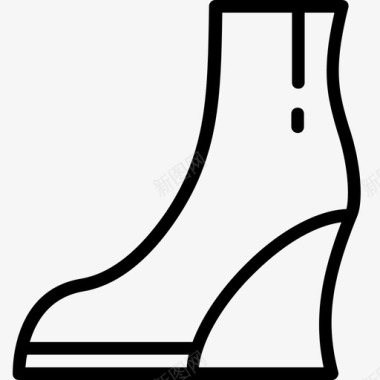楔形踝靴女式服装轮廓系列图标图标