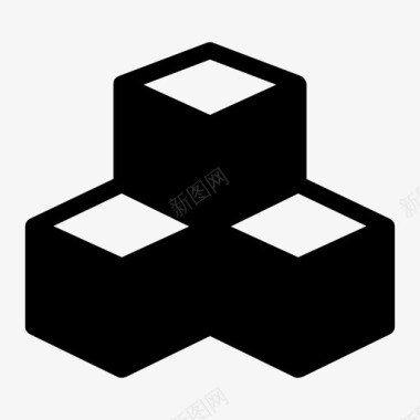 方糖方块几何学图标图标