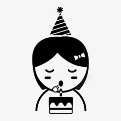 吹灭生日聚会生日蛋糕吹灭蜡烛图标高清图片