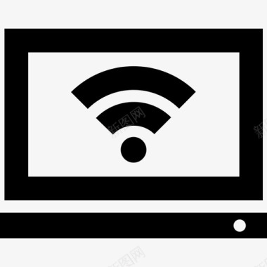 带Wifi信号技术无线接入点的电视图标图标