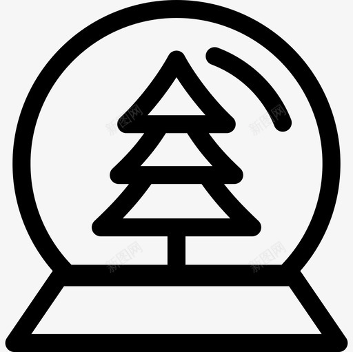 圣诞雪球内有树形状圣诞快乐线图标svg_新图网 https://ixintu.com 圣诞快乐线 圣诞雪球内有树 形状