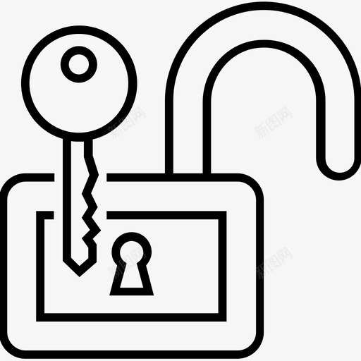 解密密钥锁定安全图标svg_新图网 https://ixintu.com 1400网页和搜索引擎优化平面线图标 安全 解密密钥 解锁 锁定