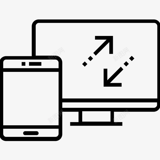 响应式手机显示器图标svg_新图网 https://ixintu.com 1400个网页和搜索引擎优化平面线图标 响应式设计 手机 显示器
