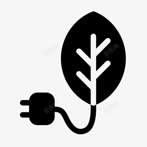 绿色能源生态树叶图标svg_新图网 https://ixintu.com 插头 树叶 生态 绿色能源 绿色能源生态立体风格